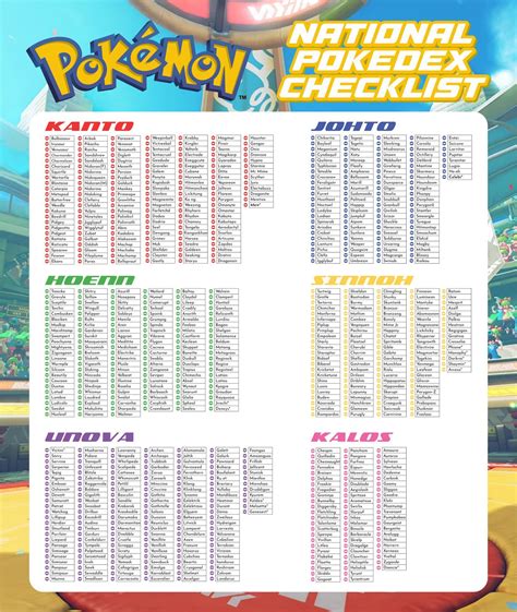 national pokedex printable list.
